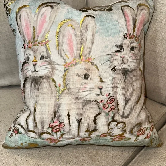 Whimsical Bunny Decorative Pillow - Picture 1 of 8